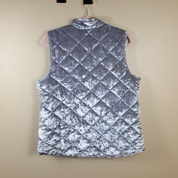 Foxcroft Lena Crushed Velvet Full Zip Vest in Slate Size M - Picture 5 of 10